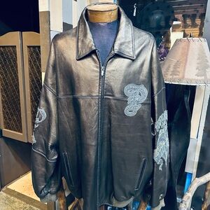 Pelle Pelle by Marc Buchanan Vintage Leather Jacket w/ Metal Studded Patches